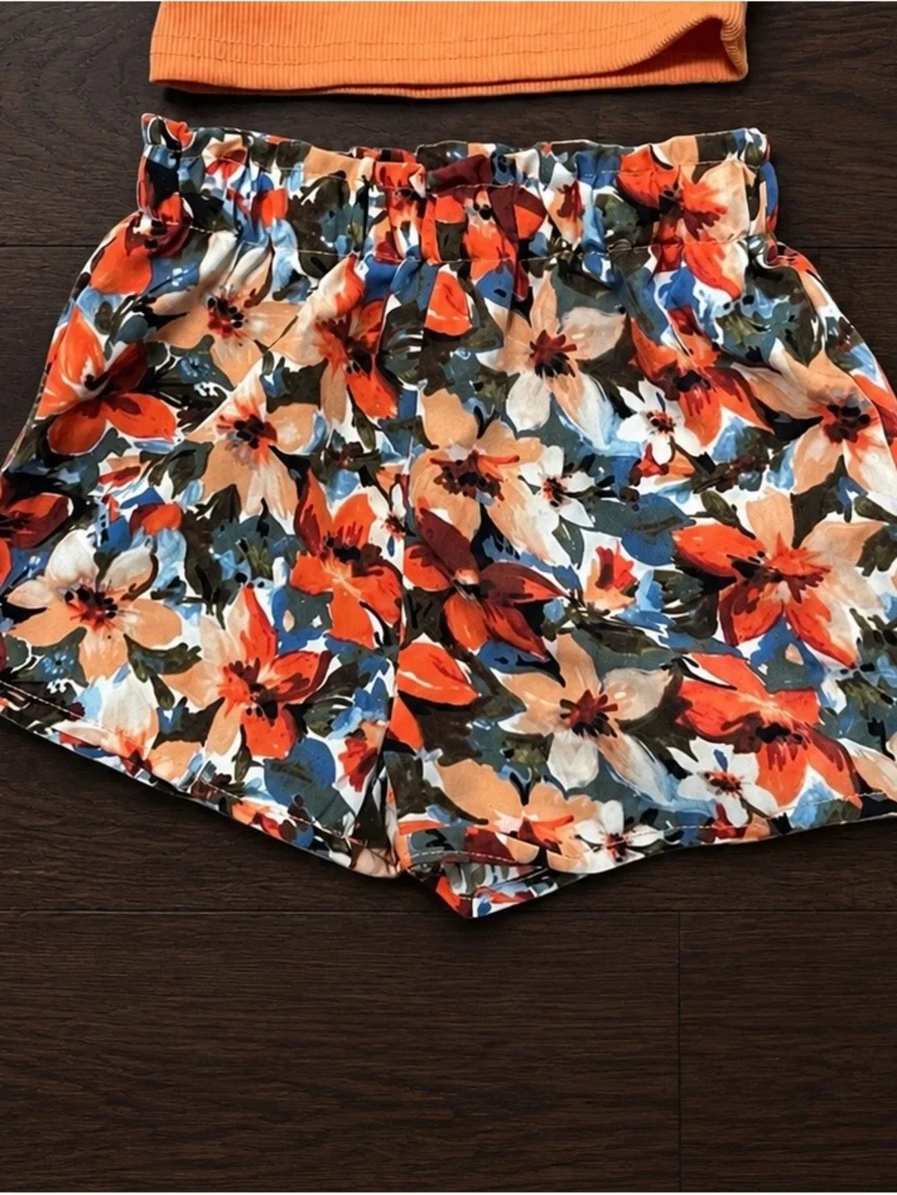 Baby Girl 12–18M Peach One-Shoulder Top & Floral Shorts Set